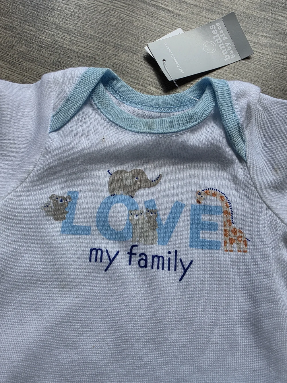 3/$6 Baby Blue 'Love My Family' Bodysuit & Footed Pant Set